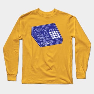 Beat Maker (White Lines + Blue Drop Shadow) Analog / Music Long Sleeve T-Shirt